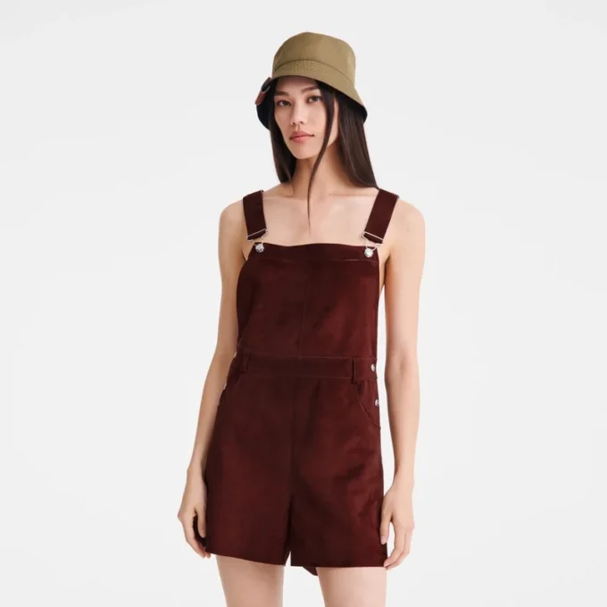 Aubergine – Leder-Jumpsuit