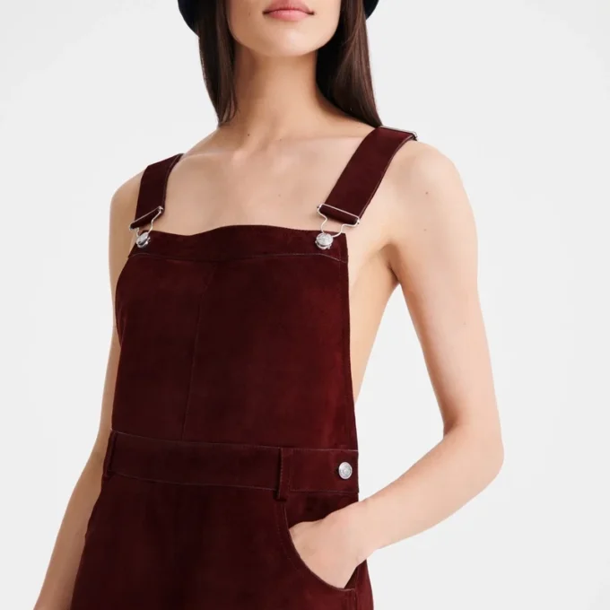 Aubergine – Leder-Jumpsuit