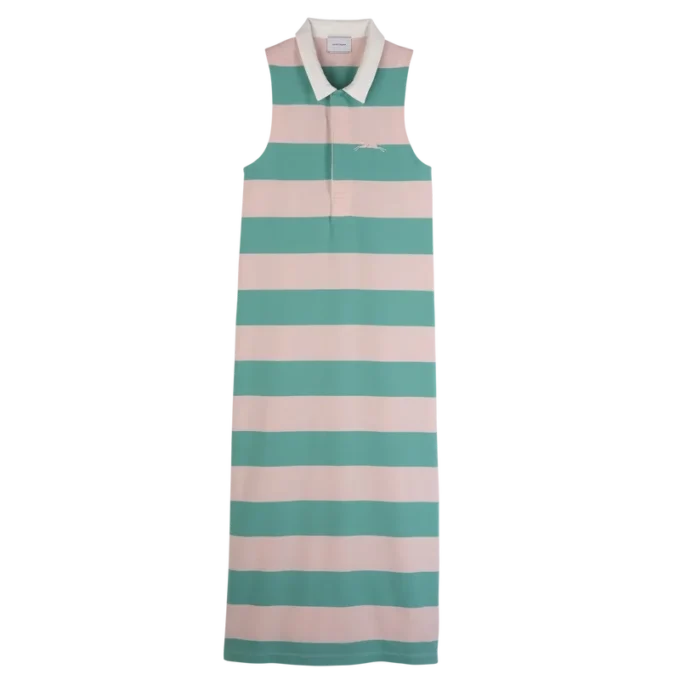 Ballerina/Mint – Gestreiftes Jersey-Polokleid Ballerina/Mint – Gestreiftes Jersey-Polokleid