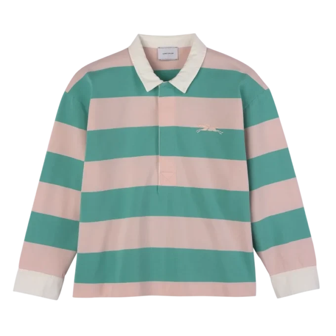 Ballerina/Mint – Gestreiftes Jersey-Poloshirt