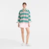 Ballerina/Mint – Gestreiftes Jersey-Poloshirt