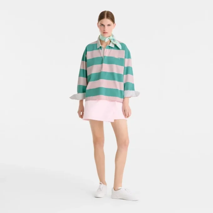 Ballerina/Mint – Gestreiftes Jersey-Poloshirt