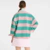 Ballerina/Mint – Gestreiftes Jersey-Poloshirt
