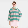 Ballerina/Mint – Gestreiftes Jersey-Poloshirt