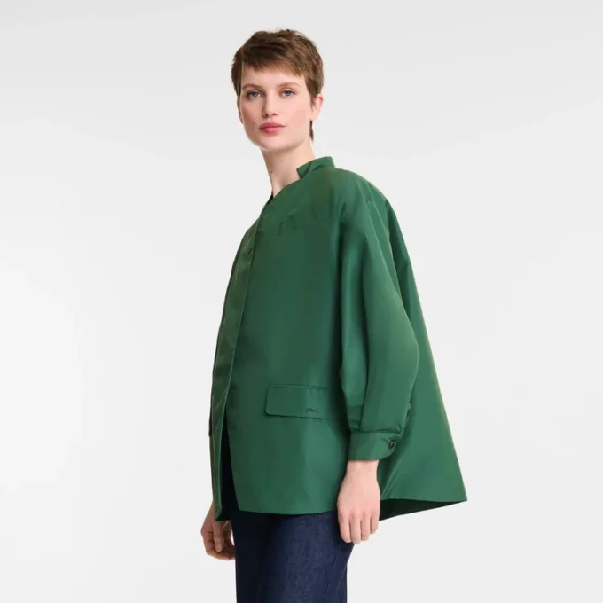 British Green – Kimonojacke aus technischem Taft