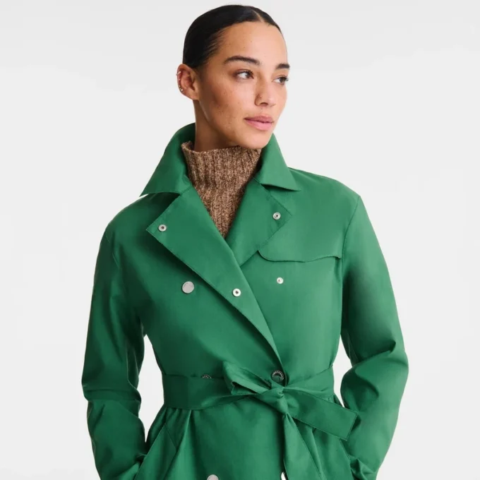 British Green – Wasserabweisender Trenchcoat aus technischem Canvas