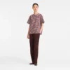 Burgunderrot – Gestreiftes Popeline-T-Shirt
