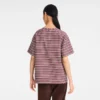 Burgunderrot – Gestreiftes Popeline-T-Shirt