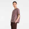 Burgunderrot – Gestreiftes Popeline-T-Shirt