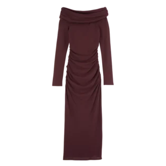 Burgunderrot – Langes Kleid aus Crêpe-Jersey