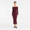 Burgunderrot – Langes Kleid aus Crêpe-Jersey Burgunderrot – Langes Kleid aus Crêpe-Jersey