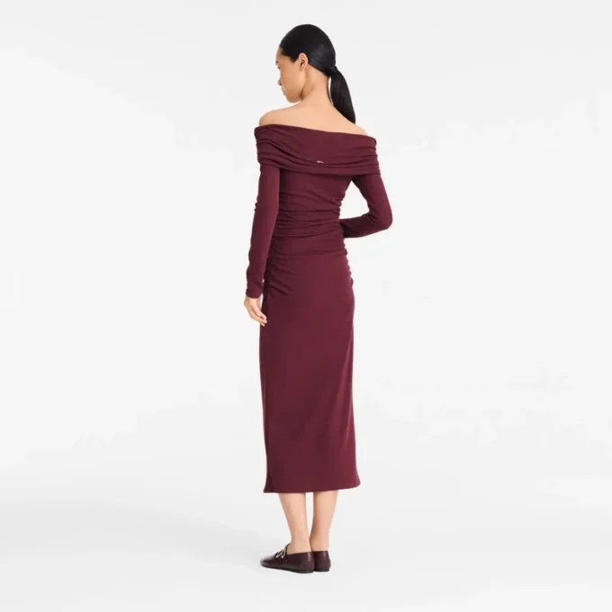 Burgunderrot – Langes Kleid aus Crêpe-Jersey Burgunderrot – Langes Kleid aus Crêpe-Jersey
