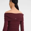 Burgunderrot – Langes Kleid aus Crêpe-Jersey Burgunderrot – Langes Kleid aus Crêpe-Jersey