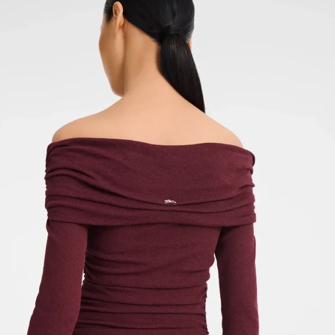 Burgunderrot – Langes Kleid aus Crêpe-Jersey Burgunderrot – Langes Kleid aus Crêpe-Jersey