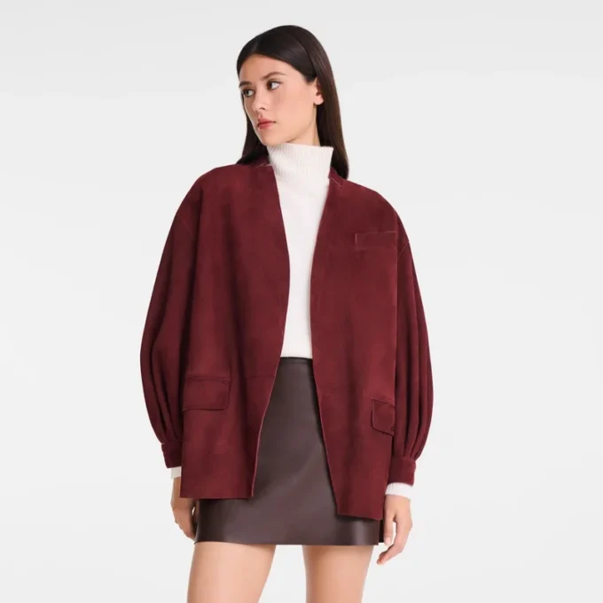 Burgunderrot – Lederjacke