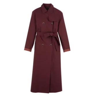 Burgunderrot – Wasserabweisender Trenchcoat aus technischem Canvas