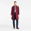 Burgunderrot – Wasserabweisender Trenchcoat aus technischem Canvas