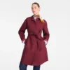 Burgunderrot – Wasserabweisender Trenchcoat aus technischem Canvas