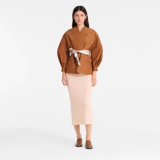 Cognac – Kimonojacke aus technischem Taft