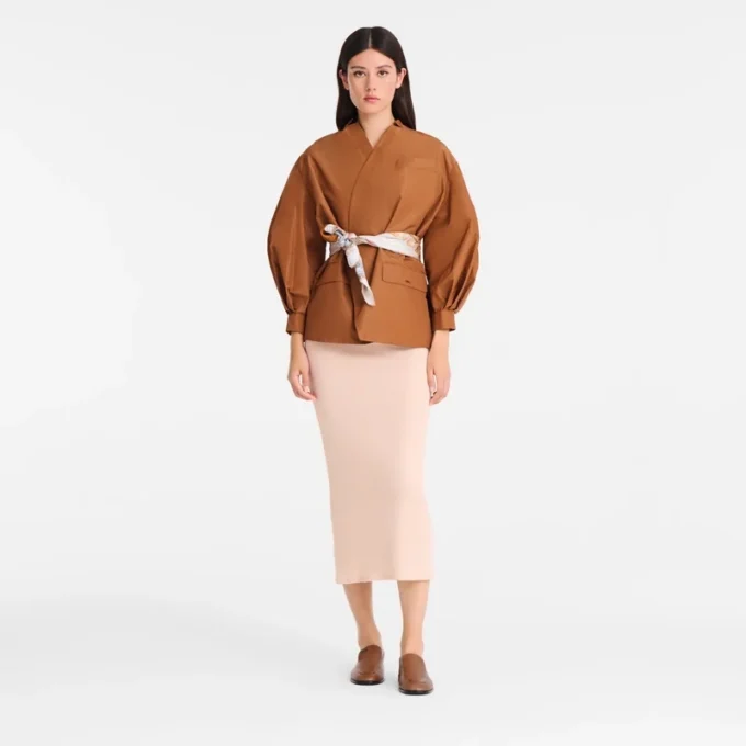 Cognac – Kimonojacke aus technischem Taft