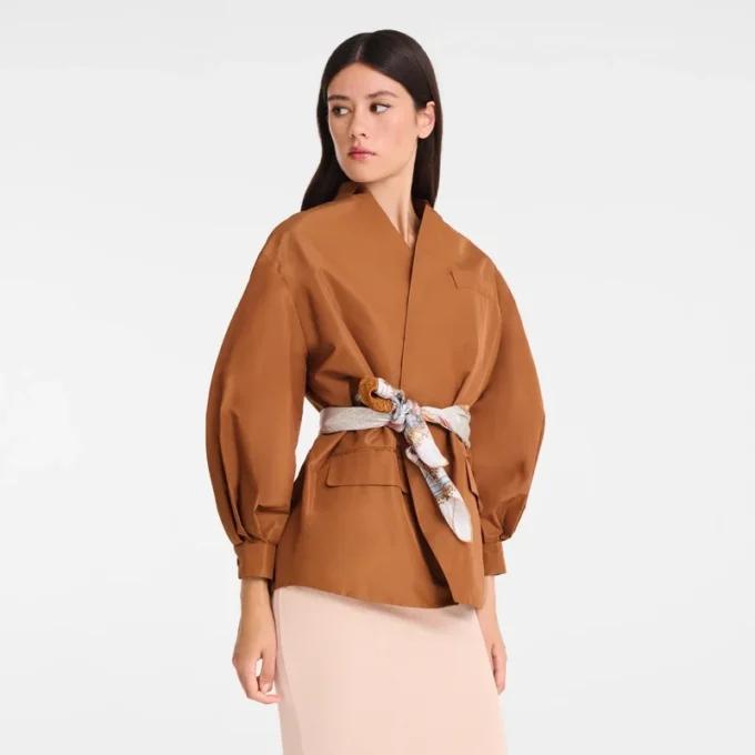 Cognac – Kimonojacke aus technischem Taft