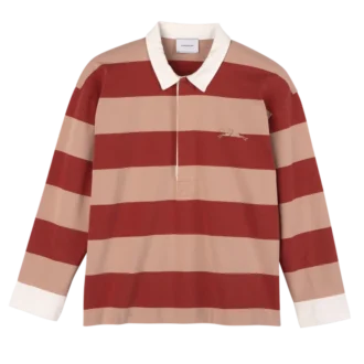 Creme/Koralle – Gestreiftes Jersey-Poloshirt