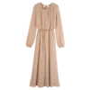 Cremefarbenes langes Kleid aus Crêpe-Jersey