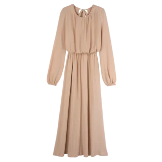 Cremefarbenes langes Kleid aus Crêpe-Jersey