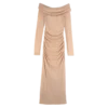 Cremefarbenes langes Kleid aus Crêpe-Jersey