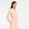 Cremefarbenes langes Kleid aus Crêpe-Jersey