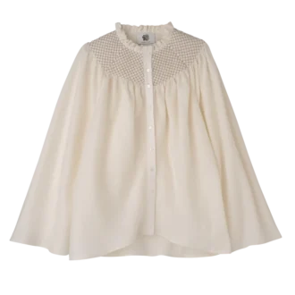Ecru – Bluse mit gesmoktem Schleier