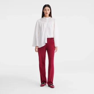 Ecru – Bluse mit gesmoktem Schleier