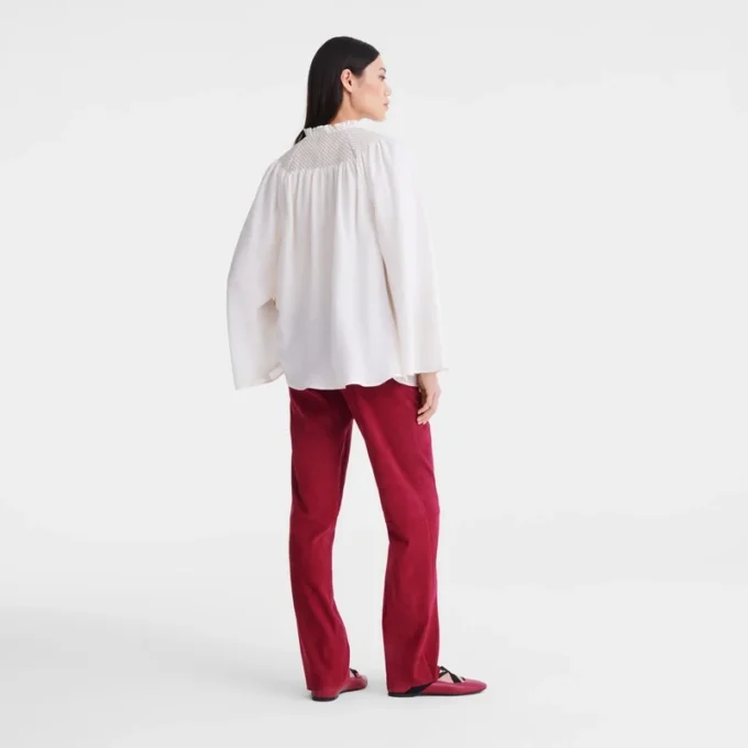 Ecru – Bluse mit gesmoktem Schleier Ecru – Bluse mit gesmoktem Schleier
