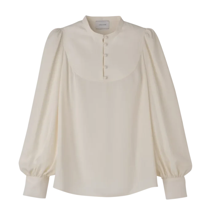 Ecru – Fließende Kreppbluse Ecru – Fließende Kreppbluse
