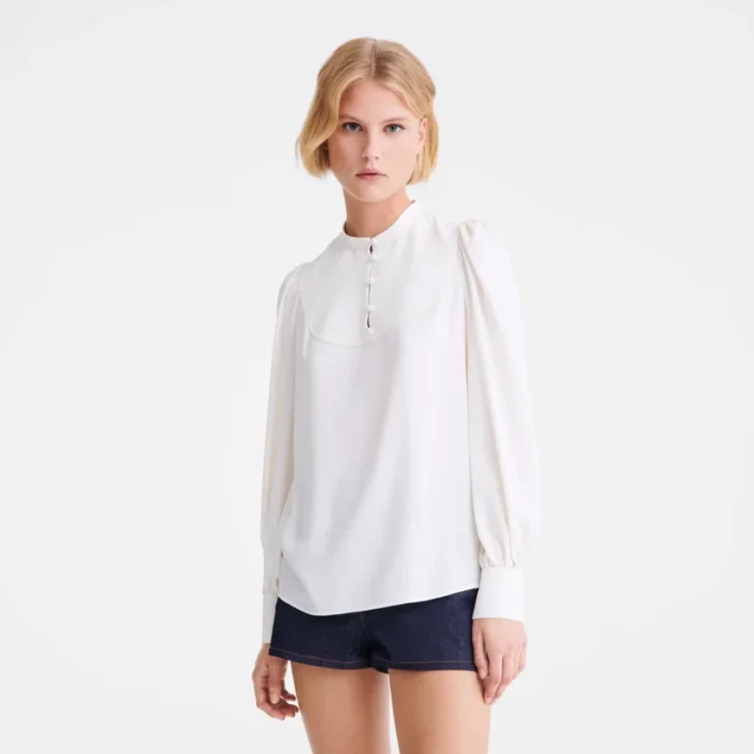Ecru – Fließende Kreppbluse Ecru – Fließende Kreppbluse