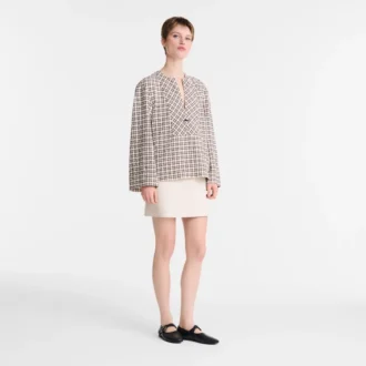 Ecru – Jacquard-Baumwollbluse