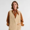 Ecru – Lange Strickjacke aus Kunstfell