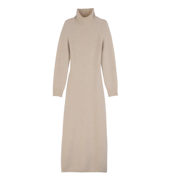 Ecru – Langes Strickkleid Ecru – Langes Strickkleid