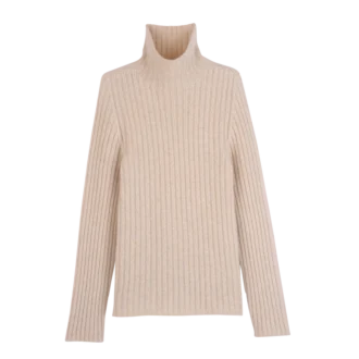 Ecru – Strickpullover mit hohem Kragen