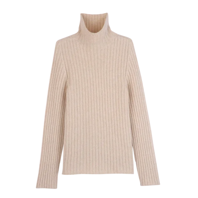 Ecru – Strickpullover mit hohem Kragen Ecru – Strickpullover mit hohem Kragen
