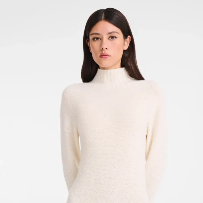 Elfenbein – Langes Strickkleid Elfenbein – Langes Strickkleid
