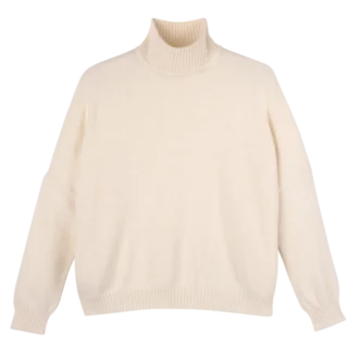 Elfenbein – Strickpullover mit hohem Kragen