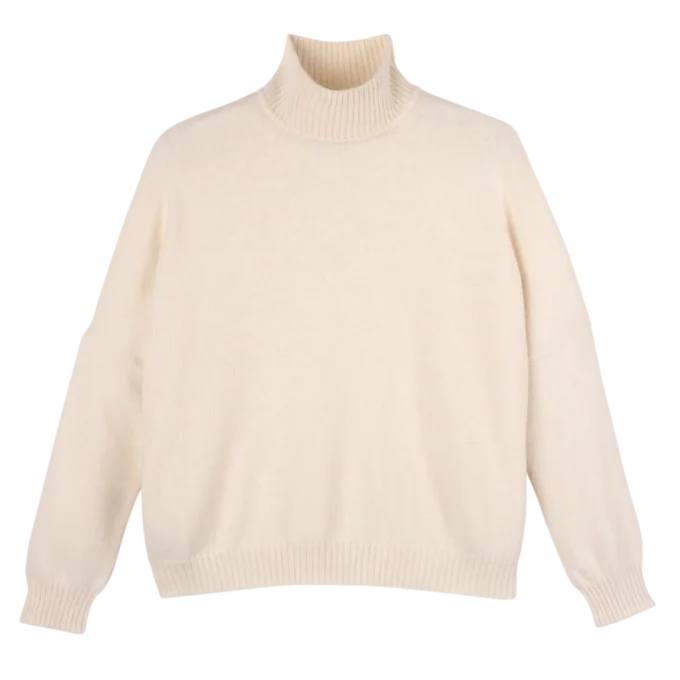 Elfenbein – Strickpullover mit hohem Kragen Elfenbein – Strickpullover mit hohem Kragen