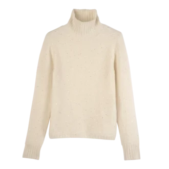 Elfenbein – Strickpullover mit hohem Kragen
