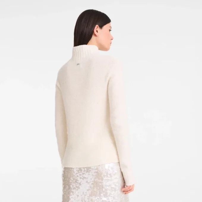 Elfenbein – Strickpullover mit hohem Kragen Elfenbein – Strickpullover mit hohem Kragen