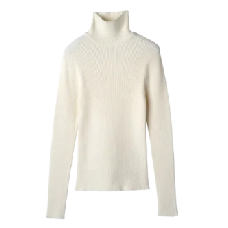 Eng anliegender Pullover mit hohem Kragen