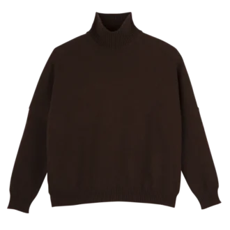 Kaffee – Strickpullover mit hohem Kragen