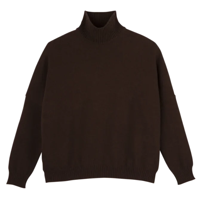 Kaffee – Strickpullover mit hohem Kragen Kaffee – Strickpullover mit hohem Kragen