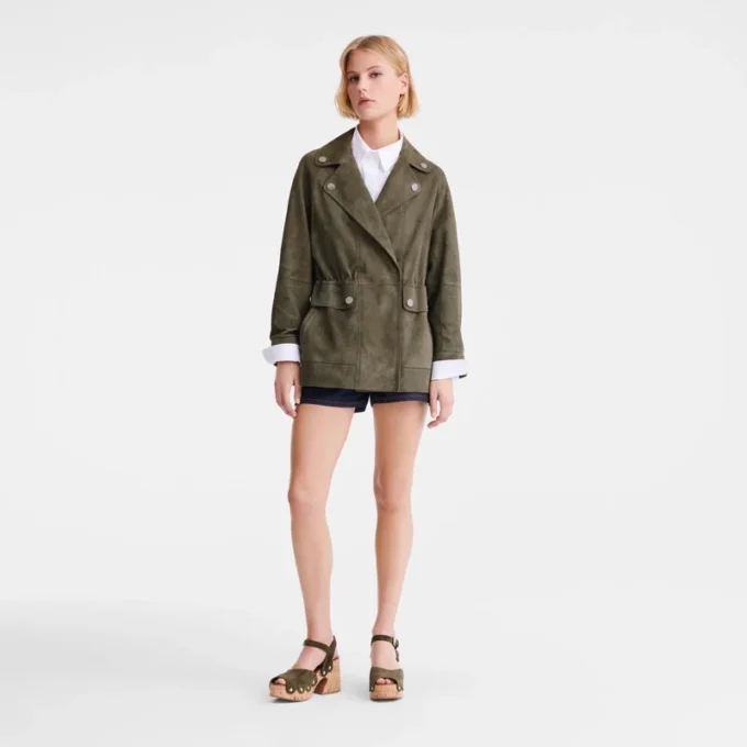 Khaki – Leder-Safarijacke Khaki – Leder-Safarijacke