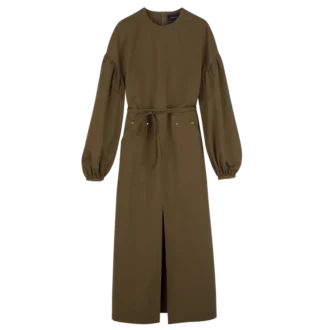 Khaki – Popeline-Kleid